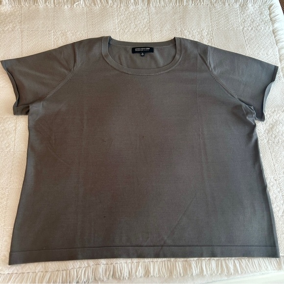 Jones New York Sweater Grey Silk Blend Pullover Short Sleeves Soft Plus size 2X - Picture 8 of 14